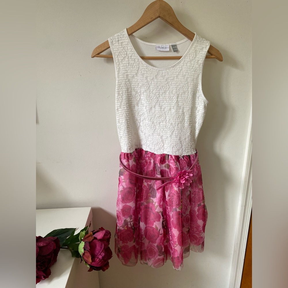 Children’s Place girls pink floral sleeveless tulle dress Girls Size XXL 16